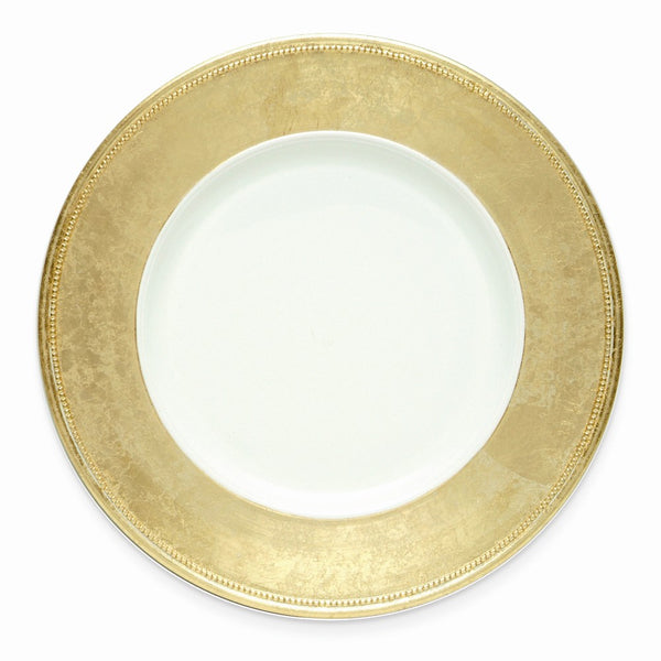 Crackled Gold or Crackled Silver Leaf White Center Charger: Gold