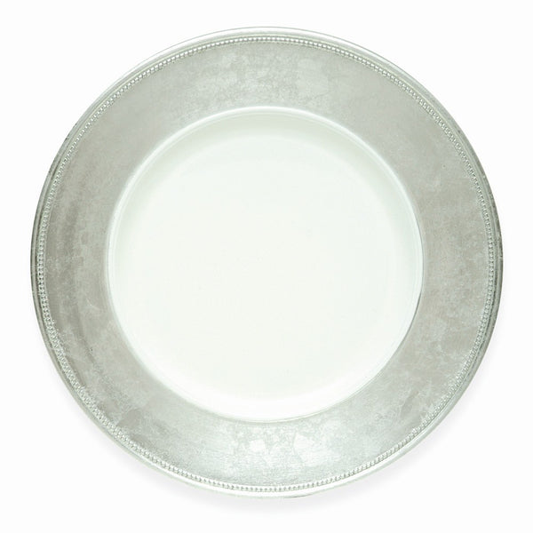 Crackled Gold or Crackled Silver Leaf White Center Charger: Gold