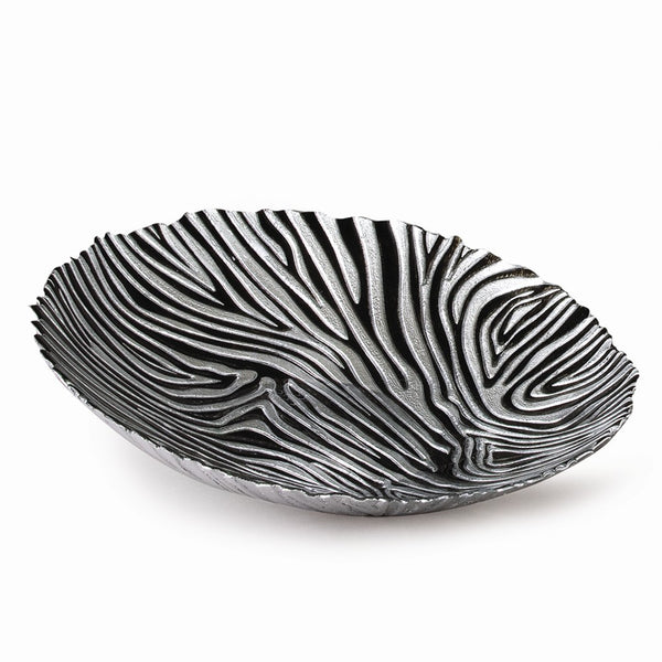 Silver/Black or Gold/Brown 16 in Turkish Glass Bowl: Black/Silver